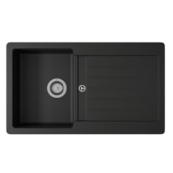 Cuba De Cozinha Quartzo Com Válvula Black Deca 86x50x20,7cm