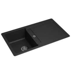 Cuba De Cozinha Quartzo Com Válvula Black Deca 86x50x20,7cm