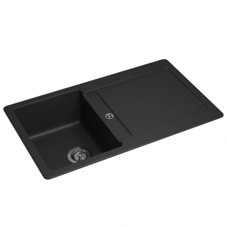 Cuba De Cozinha Quartzo Com Válvula Black Deca 86x50x20,7cm