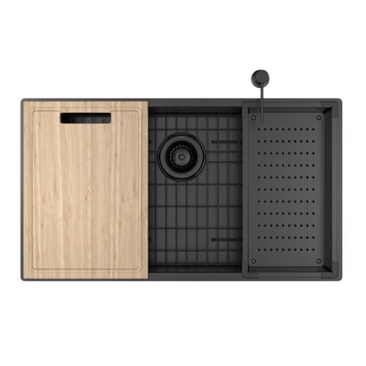 Cuba De Cozinha Retangular Com Acessórios Suprema Black Mate Deca 75x40cm - Imagem principal - 1e25f101-abf3-4c78-a6ed-33889b8639f2