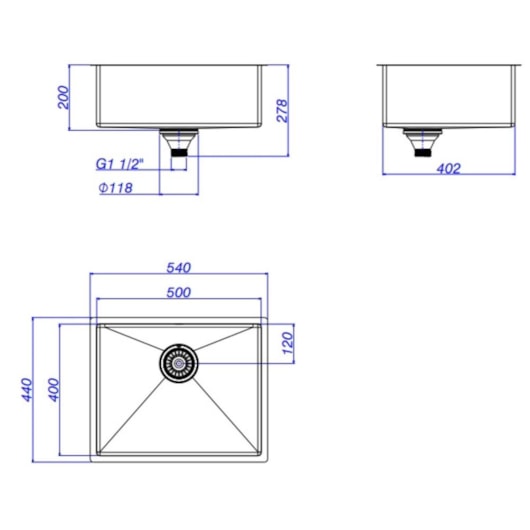 Cuba De Cozinha Retangular Inox Suprema Deca 50X40cm - Imagem principal - 78fc811a-31e9-4271-aea6-db10dff52562