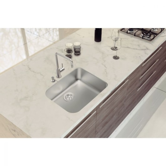 Cuba De Embutir Dora Com Aço Inox Escovado E Válvula 4.1/2 R6 Tramontina 50x40cm - Imagem principal - 4a9ad7f9-b79c-405b-b922-014865e06a7f