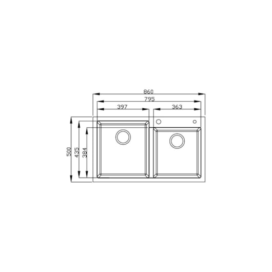 Cuba de Embutir Dupla Millare 86100 Undermount de Quartzo Preto 86x50x21,5 Debacco - Imagem principal - 4cb5da54-2427-4b6b-8a90-730307303f9a