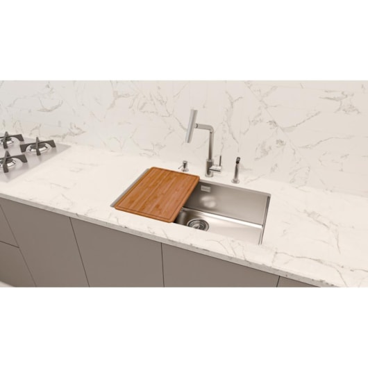 Cuba De Embutir Em aço Inox Com Acessórios Design Quadrum Tramontina 70x40x21,5cm - Imagem principal - e4c7605a-9448-4e51-90c9-817b223139fe