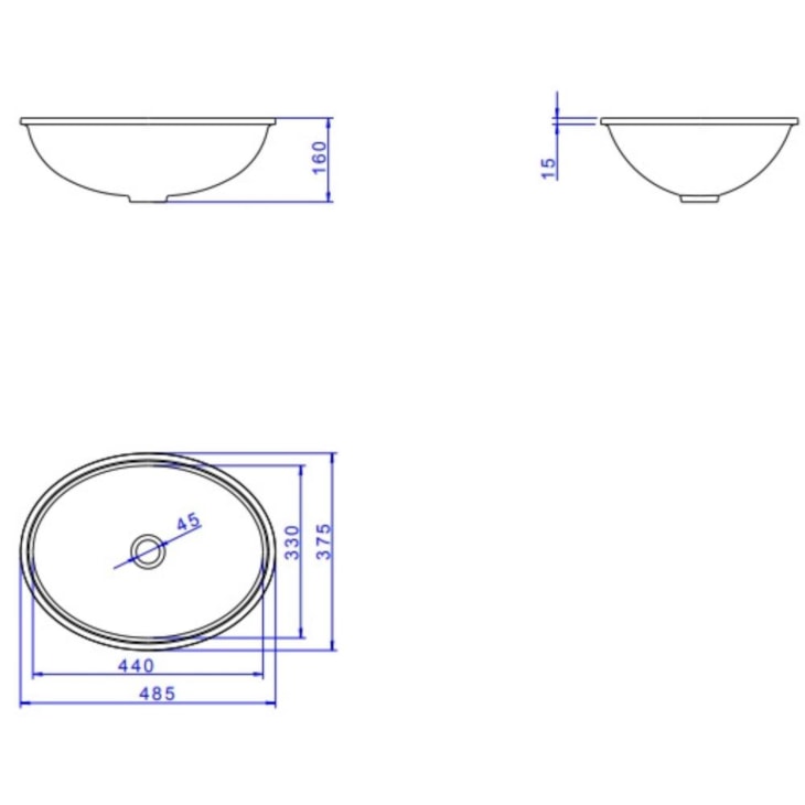 Cuba de Embutir Oval Cinza Real Deca 49X36,5cm