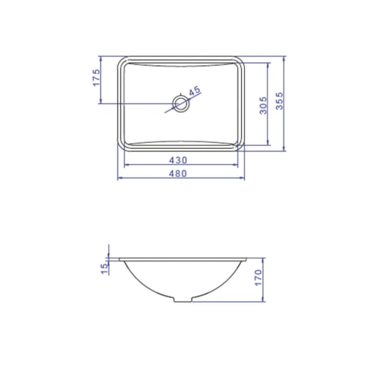 Cuba De Embutir Retangular L375 Branco Deca 48x36cm - Imagem principal - a0467537-8d3b-4750-ba25-2100feed92ed