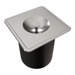 Cuba de Embutir/Sobrepor Massima 64x44cm Em Aço Inox Com Lixeira de Embutir 6L, Tábua de Madeira, Dosador de Sabão, Cesto Coador, Válvula e Sifão Docol