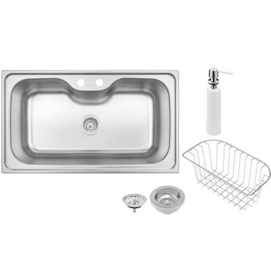 Cuba De Inox Morgana Max 4.1/2' Com Válvula E Acessórios Acetinada Tramontina 86x50cm - Imagem principal - 39c06f2b-bc9f-4549-a0c9-46c4b90caf49