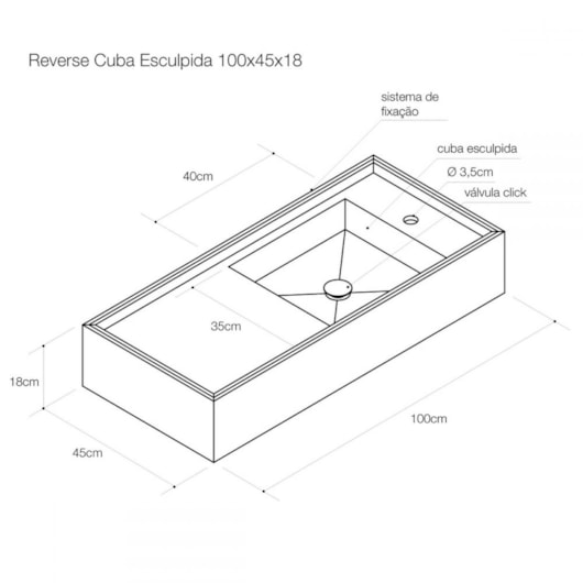 Cuba De Louça Reverse 100x45cm Michelangelo Polido Com Parquet Natural Portobello - Imagem principal - 394fa5b5-80f7-404a-b9fb-5874b8ef10da