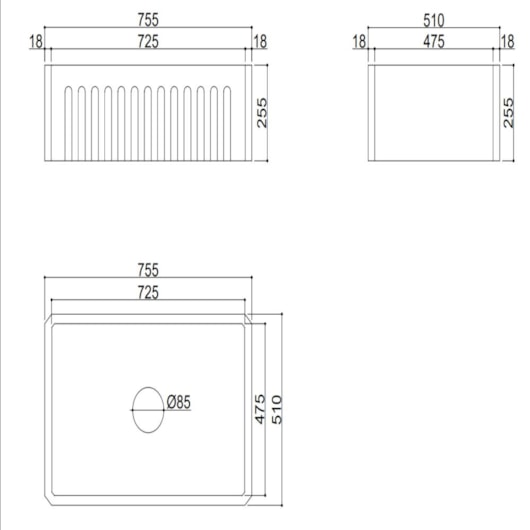 Cuba De Semi Encaixe De Porcelana Para Cozinha Cub2020c Branco Kromma 77x50x25cm - Imagem principal - 6bbeade5-a505-4be2-8f19-a13f928a67d5