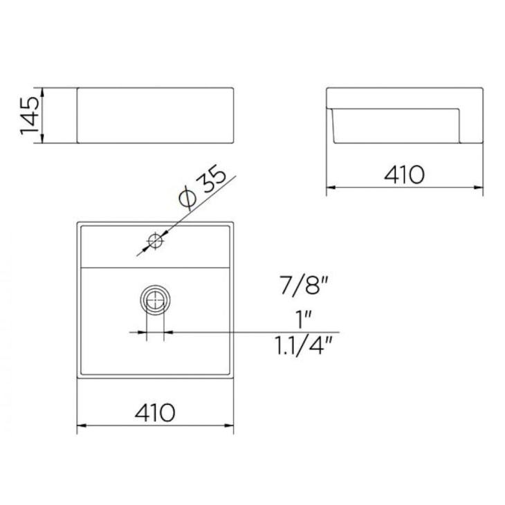 Cuba De Semi-encaixe Quadrada Com Mesa 41x41cm Branco Docol