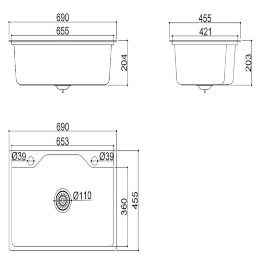 Cuba De Sobrepor De inox Para Cozinha Cub2031 Rubinettos 69x45x20cm - Imagem principal - 43a4fb3e-c49d-4796-8d72-9059938feaed