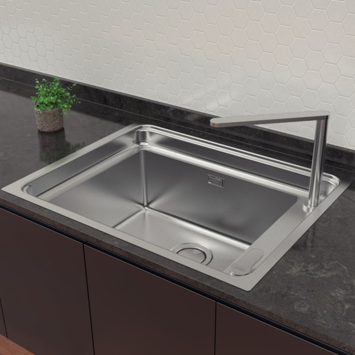 Cuba de Sobrepor Design Collection Workstation Quadrum Deep 50 em Aço Inox com Válvula Ø 4 1/2