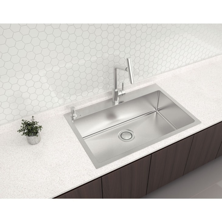 Cuba De Sobrepor em Aço Inox com Acabamento Scotch Brite Quadrum Flush 70 Tramontina