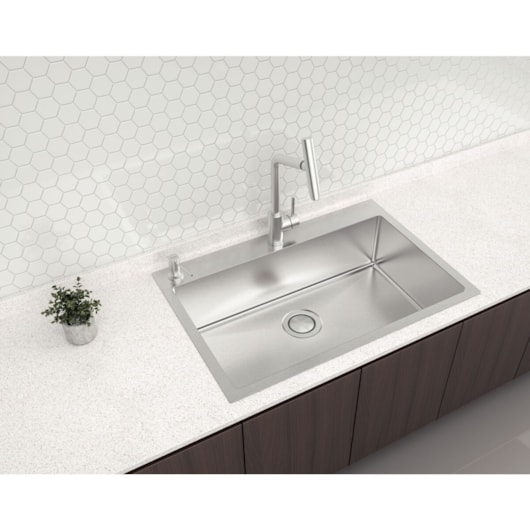Cuba De Sobrepor em Aço Inox com Acabamento Scotch Brite Quadrum Flush 70 Tramontina - Imagem principal - e334fd8c-df6f-461f-8618-d02706588131