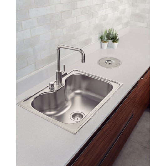 Cuba de Sobrepor Morgana 60 FX em Aço Inox com Acabamento Acetinado 69 x 49 cm com Válvula Tramontina - Imagem principal - 6266fd37-0df9-45c6-ab50-295722ec182d