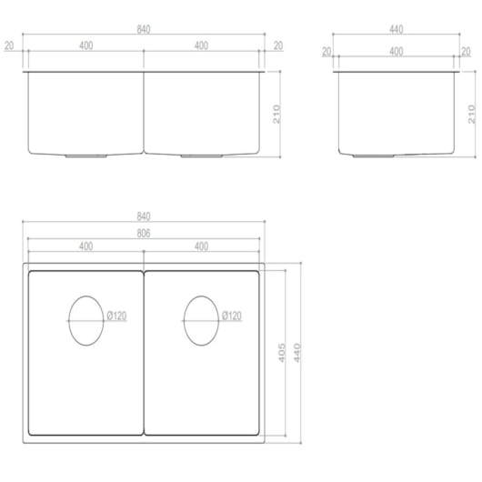 Cuba De Sobrepor Ou Embutir Inox Dupla Para Cozinha Cub2030 Aço Escovado kromma - Imagem principal - 4fe1c687-6d55-496e-9b51-7e543224adba