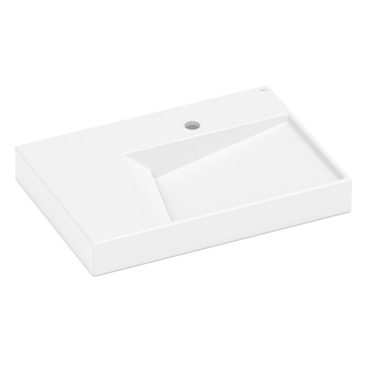Cuba de Sobrepor Retangular com Mesa Geometric Horizon 60x42cm Branco Matte Roca - Imagem principal - 62dd2c1e-e0ef-4f70-808e-331c99119b63