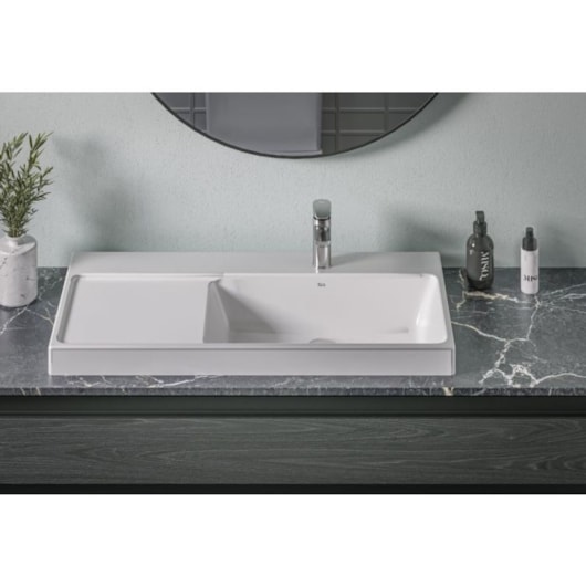 Cuba De Sobrepor Retangular Optica L80 8x38cm Branco Roca - Imagem principal - 6d7ba8c8-c9c2-4e8d-865a-2019f307f959