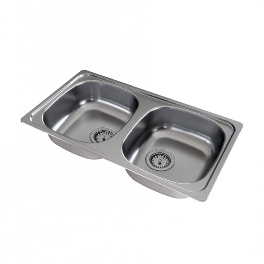 Cuba Dupla 0,5 304 Com Válvula Saida De Agua 4,5  Sobrepor Polido Docol 72,2x37x14cm - Imagem principal - 79d70e2d-b6a7-4de7-832c-47cfc99e6ed6