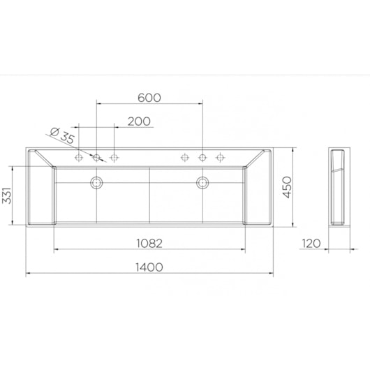 Cuba Dupla De Apoio De Mesa Concreta Docol 1400x450x120 - Imagem principal - 7c7d4da7-3518-4d0f-9efd-9896e78e1c0a