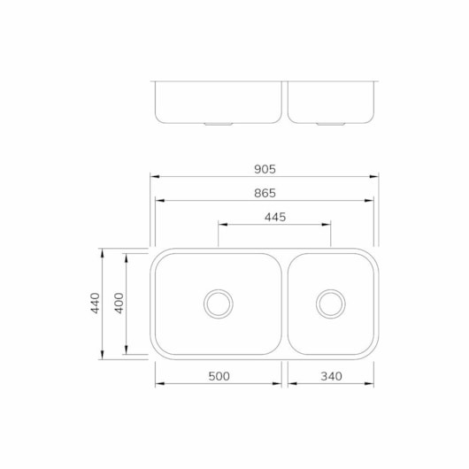 Cuba Dupla De Embutir Em  Aço Inoz Escovado Cd50/34 Mekal 86x40x17/1cm - Imagem principal - 60035cdb-2d2e-48a4-b519-ef19e6c5113c