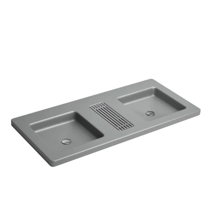 Cuba Dupla de Sobrepor Com Saboneteira Grelha Cinza Fosco Deca 1,21x55,5cm