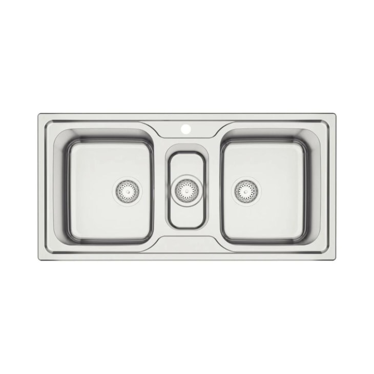 Cuba Dupla De Sobrepor Em Inox Com Válvula Acetinado Marea Tramontina 100x50cm