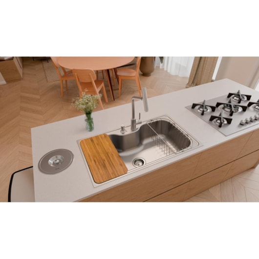 Cuba Em Aço Inox Com Acessórios Morgana Maxi 78FX Escovado Tramontina 86x50cm - Imagem principal - 1761aa8e-bbc5-4919-b6b5-d8a45ba4a098