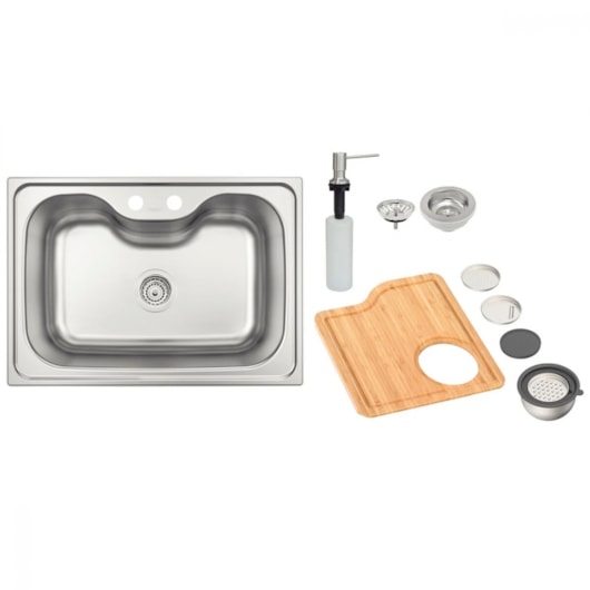 Cuba Em Inox Morgana De Sobrepor + Acessórios Tramontina - Imagem principal - 175d49bb-663a-44bd-877f-10891d5fb309