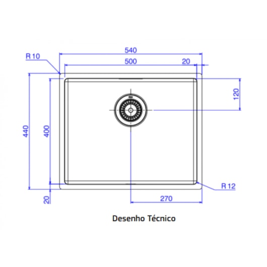 Cuba Inox Dream Com Válvula Deca 54x44x20,1cm - Imagem principal - 43db4974-dbbc-4e5f-9b02-01491a73b2da