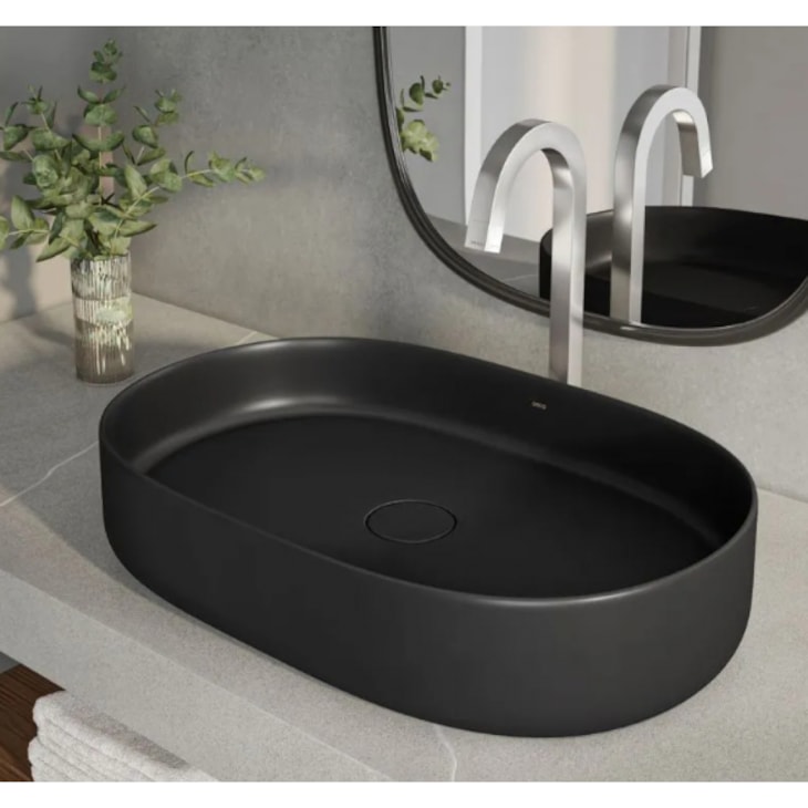 Cuba Oval De Apoio Slim 60cm Ébano Fosco Deca