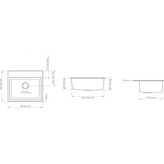 Cuba Para Cozinha Duraquartz Alecrim 60 Preto Granito Sabbia - Imagem principal - 35e3cd7f-392a-4431-a0af-aae0b17f21a2
