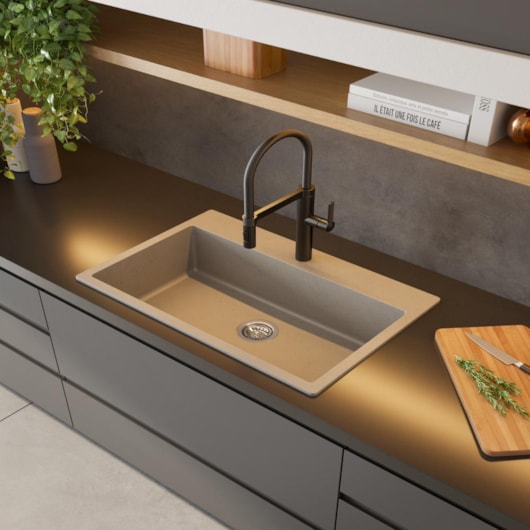Cuba Para Cozinha Duraquartz Alecrim 80 Cinza Lunar Sabbia - Imagem principal - 9a70ff3e-ef3e-411b-aba0-d54c81732347