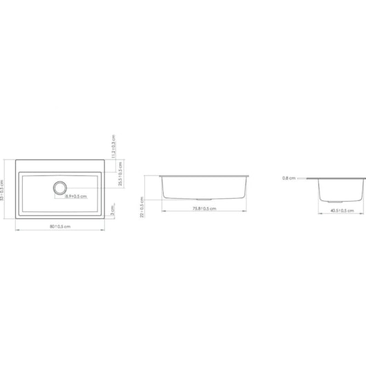 Cuba Para Cozinha Duraquartz Alecrim 80 Preto Granito Sabbia - Imagem principal - 6a076ea8-5a77-4f72-839f-36fab7e5b698