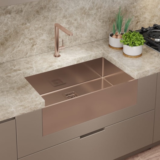 Cuba Primaccore Farm Sink Rose Gold Debacco 74x43cm - Imagem principal - e4ef6238-87ea-4b80-b4fc-442f4c6ec953