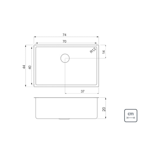 Cuba Quadrada De Embutir Design Collection Quadrum Undermount Em Aço Inox Com Dosador De Sabão, Tábua, Cesto E Lixeira Tramontina 70x40cm - Imagem principal - 6bed6870-7859-44f1-b69d-19b211f62d37