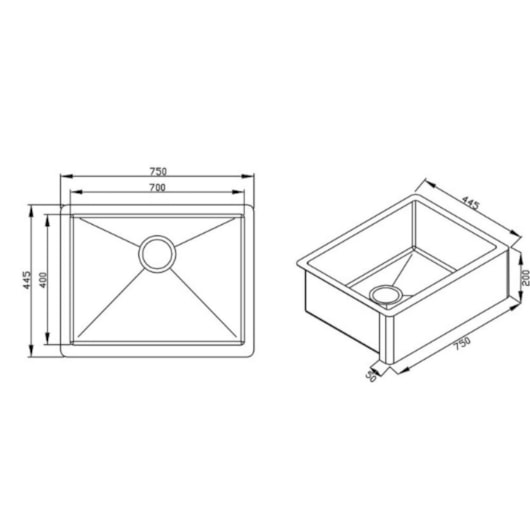 Cuba Quadratino Farm Sink Steel 700 Inox Debacco 75x44,5x20cm - Imagem principal - c4fc3d8f-e158-4c00-84d2-2c9a146252fc