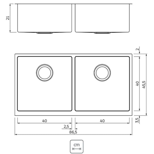 Cuba Tramontina Quadrum 2c 40 Em Aço Inox Com Acabamento Scotch Brite - Imagem principal - 11768f91-1c1d-4dd9-b012-e136204cc29b