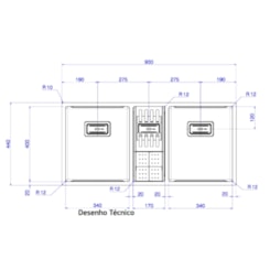 Cuba Tripla De Cozinha Wish Inox Deca 93x44x20cm