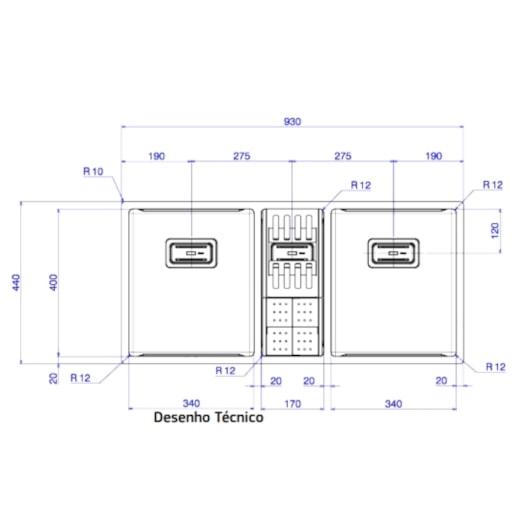 Cuba Tripla De Cozinha Wish Inox Deca 93x44x20cm - Imagem principal - 4189d8c0-f675-4dcb-a93f-3c622fbb45fc