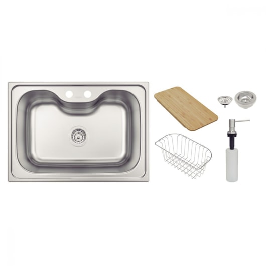Cuba Undermount Morgana Aço Inox Com Acessórios Escovado Tramontina 69x49cm - Imagem principal - 43f1fbcb-90f0-4a93-9e01-d1f8c047b5a6