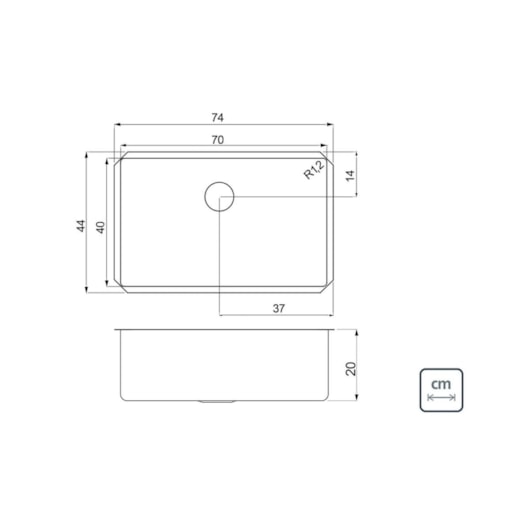 Cuba Undermount Quadrum 70x40 Com Válvula Inox Tramontina - Imagem principal - a694cadc-d00e-4b76-9ee7-3db5af7d8a6f