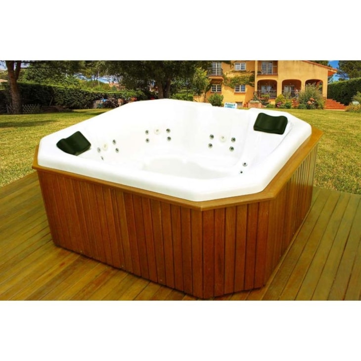 Deck De Madeira Retangular Para Spa Goldspacril Ouro Fino