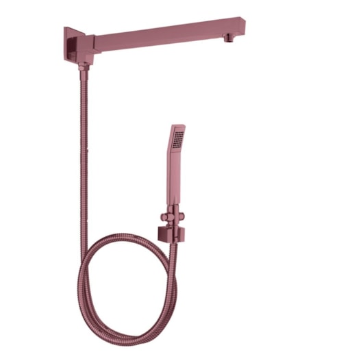 Desviador De Chuveiro Quadrado Flexível Com Braço Rb326q Rose Matte Rubinettos 2m - Imagem principal - d5087a94-5507-4050-a35c-5c7a925f743c