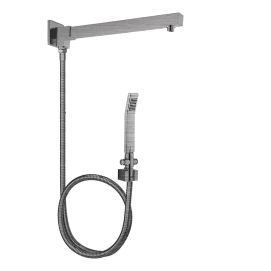 Desviador Para Chuveiro Com Braço Flexível 2M E Ducha Manual Kr140c Aço Escovado Kromma - Imagem principal - 8c8502d4-b454-452b-9432-23addce3bab6
