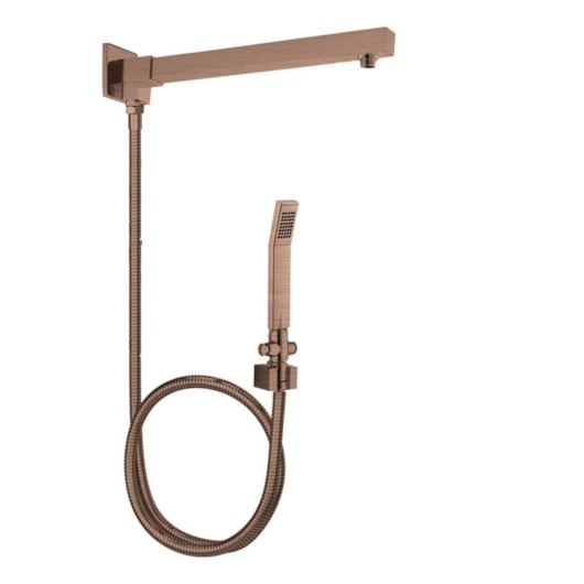Desviador Para Chuveiro Quadrado Com Ducha Manual Suporte E Válvula De Acionamento Kr140cRosê Gold Escovado Kromma - Imagem principal - a03d8d5b-5a5c-468a-bd5b-b5b1b9fa46a0