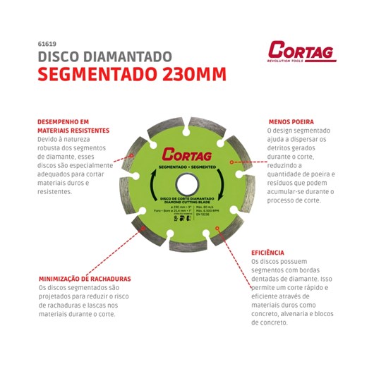 Disco de Corte Diamantado Segmentado Cortag 230 MM - Imagem principal - 2de02bae-b86a-4907-8181-1c0e0473380e