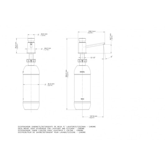 Dispensador Para Sabonete/detergente De Mesa Pressmatic Cromada Docol - Imagem principal - 72247c10-e155-44b4-8d31-d5ea067790f5