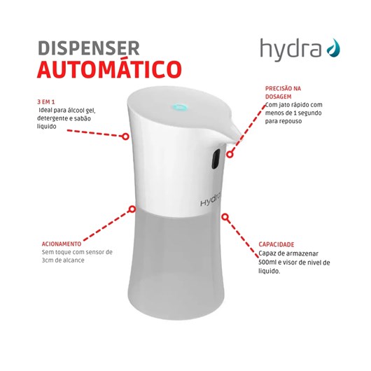 Dispenser Automático Hydra Sense Branco 2016.Hsns.Br - Imagem principal - 05255324-fd70-4e4b-b8e0-ba7d6192fa06